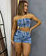 Off Shoulder Zipper Crop Top Multiple Pockets Shorts Two Pieces AK-A50218