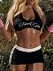 Women Sexy Halter-top Letter Prints Tank Tight Short Skirt Two-piece Set FC-1481