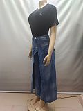 Denim Slit Long Skirt Amazon Street Fashion Trend Jeans RS-A60306