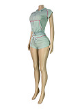 Wholesale Hooded Zipper Jacket And Drawstring Shorts Set CH-26021