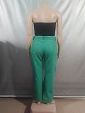 Green Women'S High Waist New Style Stitching Casual Nail Chain Jeans AK-A50408