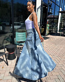 Denim Slit Long Skirt Amazon Street Fashion Trend Jeans RS-A60306