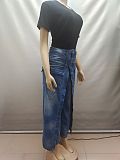 Denim Slit Long Skirt Amazon Street Fashion Trend Jeans RS-A60306