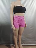 Tight Elastic Waistband Drawstring High Waisted Jeans Shorts AK-A50216