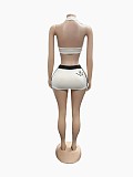 Women Sexy Halter-top Letter Prints Tank Tight Short Skirt Two-piece Set FC-1481