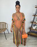 Knitted Fringed Hollow Out Beach Skirt Long Dress CM-8667