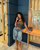 Loose Stretch Denim Workwear Short Pants Wholesale HMS-5591