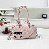 Vintage Bowling Leather Diamond Pillow Shoulder Bag RS-7740