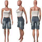 Loose Stretch Denim Workwear Short Pants Wholesale HMS-5591