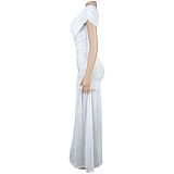 Sexy Sleeveless V-neck Slim Side Split Maxi Dress BY-7662
