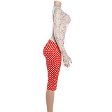 Lace Polka Dot Print Tight Backless One-piece Pants Jumpsuit RS-K25Q84564