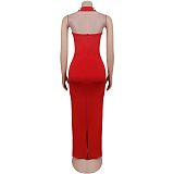 Super Sexy Halter Backless Hot Drilling Slim Tight Long Party Dresses BY-7480