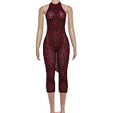 Sleeveless Leopard Tight Backless One-piece Pants Jumpsuit For Women RS-K25Q86303