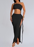 Fashion Women'S Summer Simple Wrapped Chest Backless Side Slit Sexy Long Dress Wholesale BY-7342