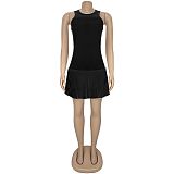 Sporty Sleeveless Mini Skirt Slim Skate Dress BY-7320