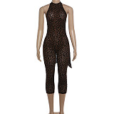 Sleeveless Leopard Tight Backless One-piece Pants Jumpsuit For Women RS-K25Q86303