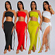 Fashion Women'S Summer Simple Wrapped Chest Backless Side Slit Sexy Long Dress Wholesale BY-7342