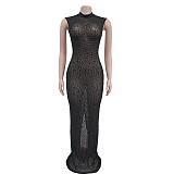 Beaded Sexy One-piece Wrap Hip Max Party Dress BY-7113