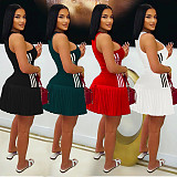Sporty Sleeveless Mini Skirt Slim Skate Dress BY-7320