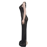 Beaded Sexy One-piece Wrap Hip Max Party Dress BY-7113