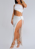 Fashion Women'S Summer Simple Wrapped Chest Backless Side Slit Sexy Long Dress Wholesale BY-7342