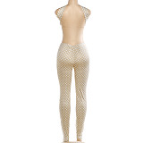 Sexy Sleeveless Plunging Tight Backless Pants Set RS-K25S84566