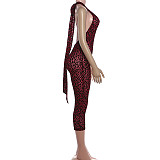 Sleeveless Leopard Tight Backless One-piece Pants Jumpsuit For Women RS-K25Q86303