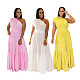 Sexy Solid Color Off-Shoulder Patchwork Waist-cinching Long Dress RC-3346
