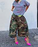 Wholesale Camouflage Workwear Loose Wide Leg Pants XINH-80827