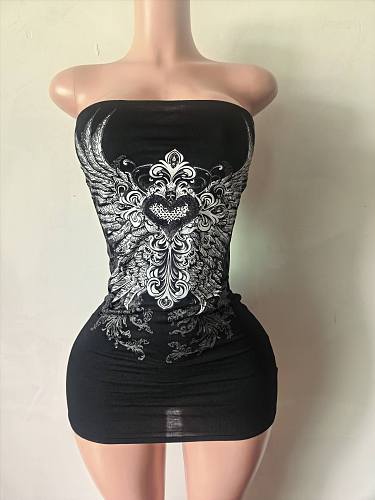 Sexy Wrap Chest Strapless Short Dress LCYM-Y202630