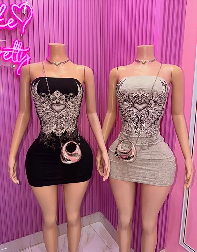 Sexy Wrap Chest Strapless Short Dress LCYM-Y202630