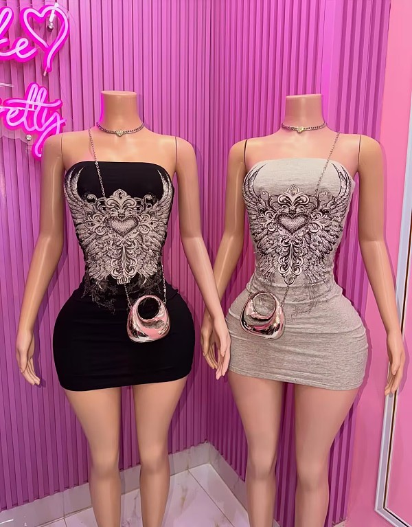 Sexy Wrap Chest Strapless Short Dress LCYM-Y202630
