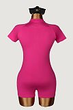 Summer Short-Sleeve Zip-Front Fitted Yoga Jumpsuit XS-26L2530