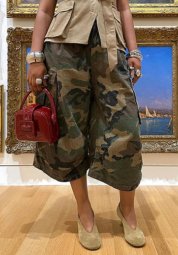 Casual Camouflage Workwear Loose Wide Leg Pants XINH-81018