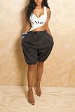 Loose Casual Drawstring Culottes Short Pants XINH-80613
