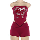 Wrap Chest Strapless Top Slim Shorts Set RS-K6S07612A