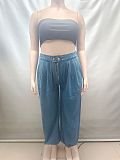 Zipper Ankle-length Adjustable Waist Casual Pants AK-A60103