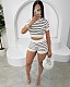 Casual Girls Short Sleeves Crop Top And Shorts Sweater Suits XT-8307