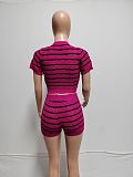 Casual Girls Short Sleeves Crop Top And Shorts Sweater Suits XT-8307