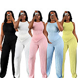 Women Sleeveless Irregular Tank Top Wide Leg Pants Set SFY-TW890