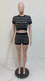 Casual Girls Short Sleeves Crop Top And Shorts Sweater Suits XT-8307