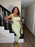 Dot Printed Halter Jumpsuit Bra Hairband Three Pieces Set SFY-TW879