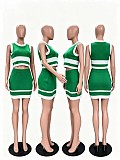 Casual Knitted Sleeveless Vest Mini Wrap Hip Skirt Set TR-1369