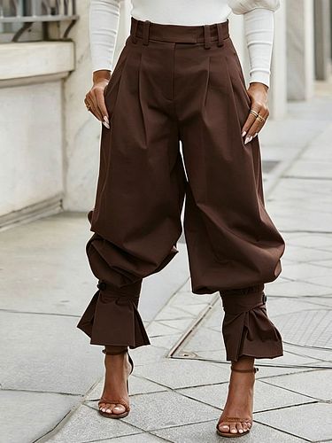 High Waisted Pleated Ankle-length Flared Pants For Women Loose Wide Leg Pants SH-S391538