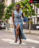 Casual Lapel Sleeveless Vest Denim Maxi Dress TR-1368