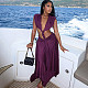 Purple Sexy Hot Girl Sleeveless Low-cut V-neck Backless Dress RS-K25D91005