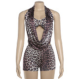 Solid Halter Back Bandage Shorts Romper Wrap Bra Two Pieces Set RS-K25S73030