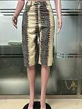 Straight Cut Snakeskin Print Half-length Shorts XINH-M80803