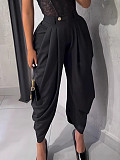 Solid Sexy Casual Irregularly Trouser Legs Cut Ankle-length Overall Pants XINH-M80802