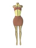 Sleeveless Halter Zipper Top Mini two-piece Skirt Set For Women CH-26023